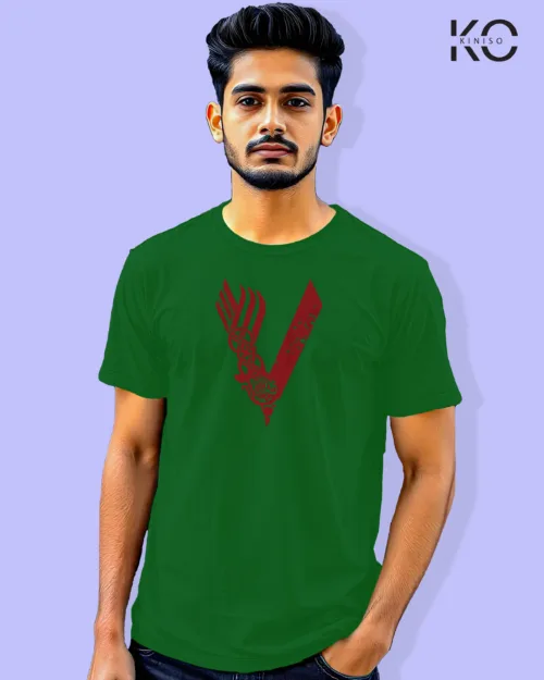 Image of Movie and TV Show inspired design Half Sleeve t-shirt | Vikings TV Show Bottle Green