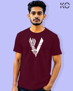 Image of Movie and TV Show inspired design Half Sleeve t-shirt | Vikings TV Show Maroon