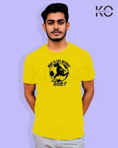 Image of Football inspired design half sleeve t-shirt | What is Life Without Goals Yellow