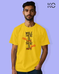 Image of Engineer and tech inspired design half sleeve t-shirt | While There is Code Yellow