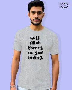 Image of Islamic inspired design Half-sleeve t-shirt | With Allah There is no sad Grey