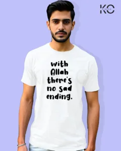 Image of Islamic inspired design Half-sleeve t-shirt | With Allah There is no sad White