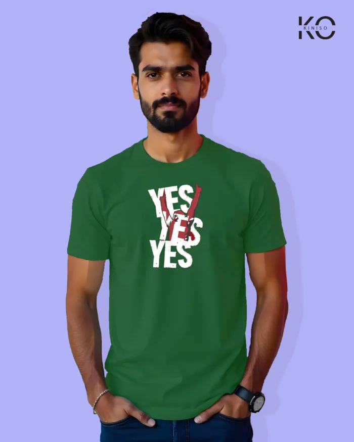 Image of Movie and TV Show inspired design Half Sleeve t-shirt | Yes Yes_Brayn Daniels Bottle Green