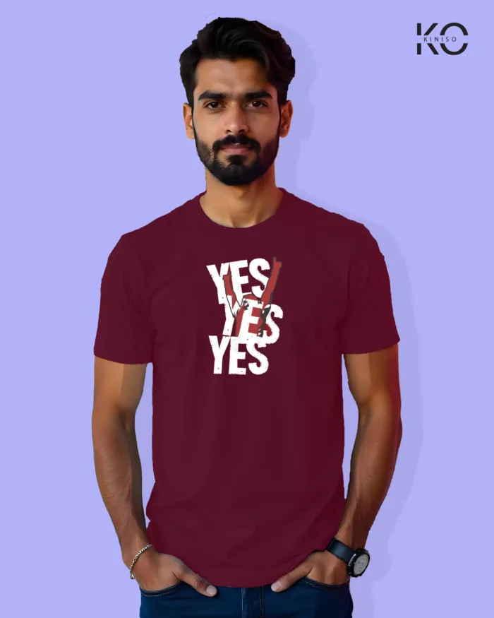 Image of Movie and TV Show inspired design Half Sleeve t-shirt | Yes Yes_Brayn Daniels Maroon