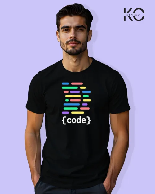 Image of Engineer and tech inspired design half sleeve t-shirt | {code} Black