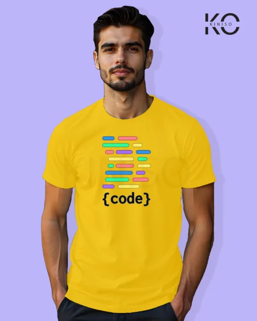 Image of Engineer and tech inspired design half sleeve t-shirt | {code} Yellow