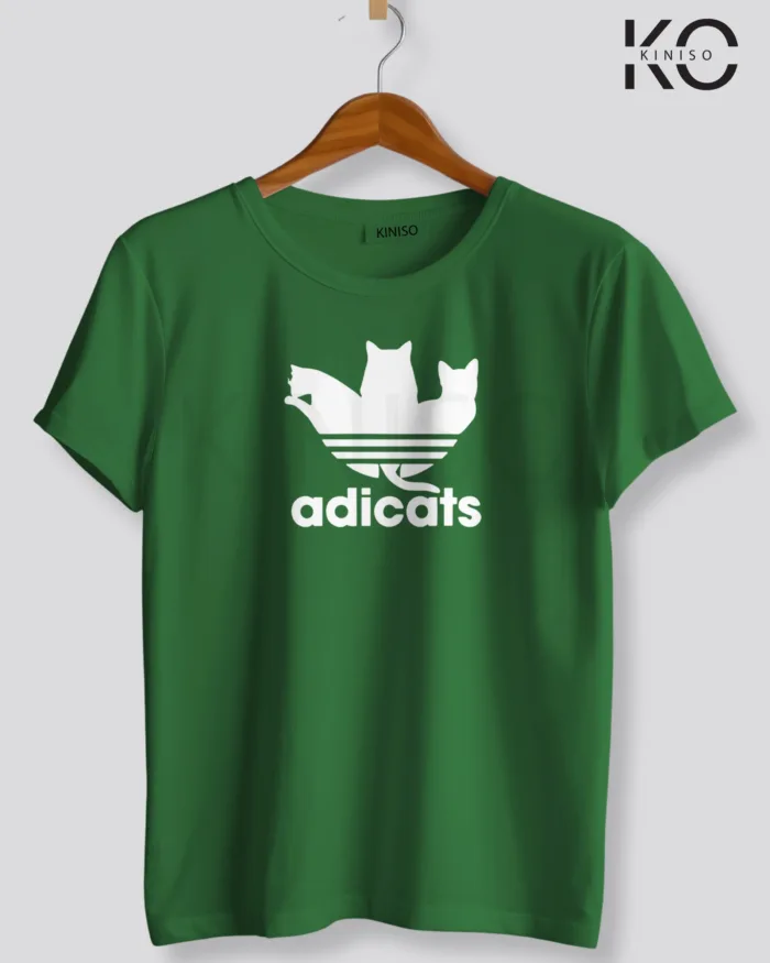 Image of cat lover t-shirt "Addicats" Bottle Green