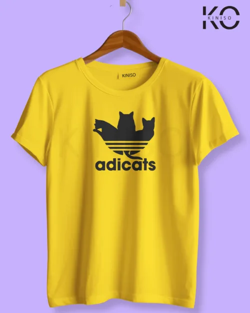 Image of cat lover t-shirt "Addicats" Yellow