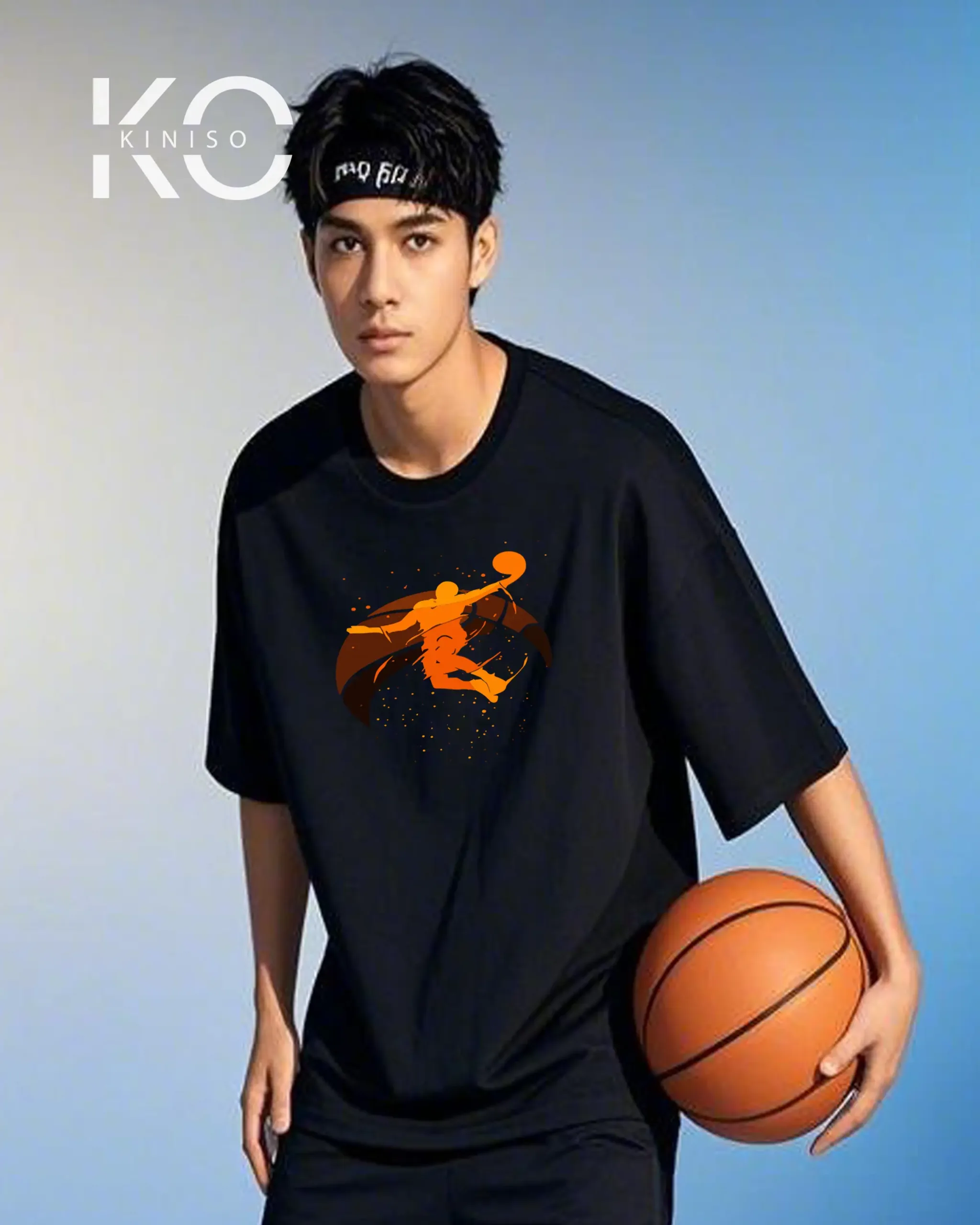 Image of black Color Drop Shoulder NBA Themed T-Shirt with Basketball Champion Print For Basketball lovers in Bangladesh