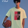Image of Kiniso Off White color drop shoulder NBA T-Shirts with Bulls 23 Print for basketball fan at reasonable price