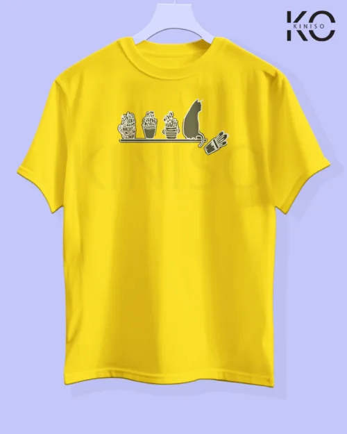 Image of cat lover t-shirt "Cat Breaking" Yellow