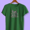 Image of cat lover t-shirt "Cat Choose Us" Bottle Green