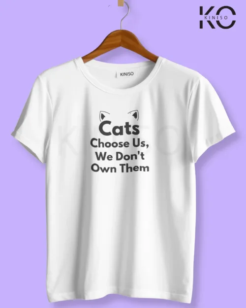 Image of cat lover t-shirt "Cat Choose Us" White