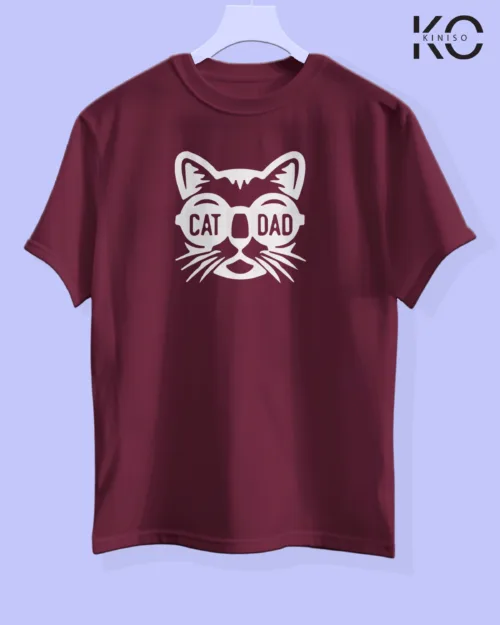 Image of cat lover t-shirt "Cat Dad" Maroon