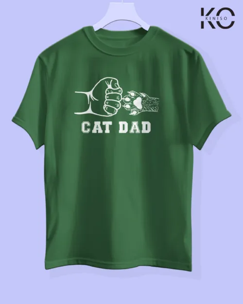 Image of cat lover t-shirt "Cat Dad With Cat Claws" Bottle Green