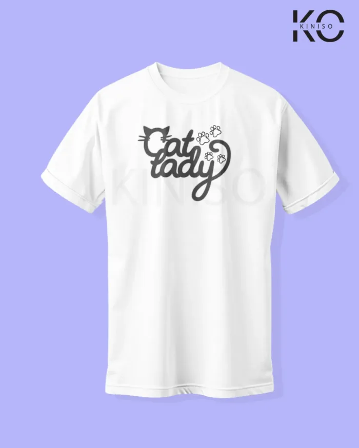 Image of cat lover t-shirt "Cat Lady" White