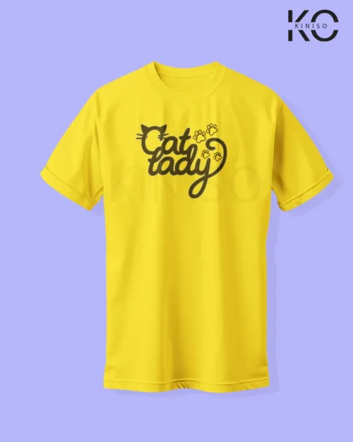 Image of cat lover t-shirt "Cat Lady" Yellow