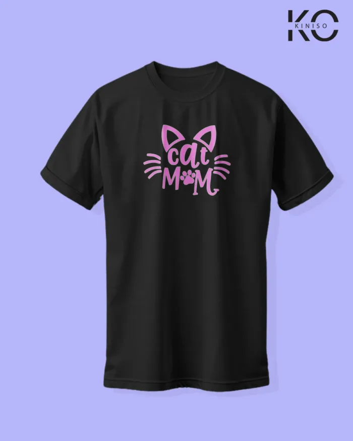 Image of cat lover t-shirt "Cat Mom Art Themed" Black