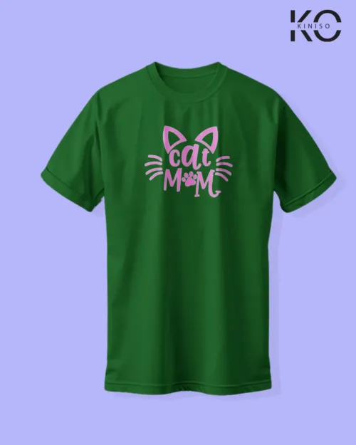 Image of cat lover t-shirt "Cat Mom Art Themed" Bottle Green