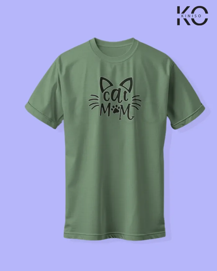 Image of cat lover t-shirt "Cat Mom Art Themed" Pastel Green