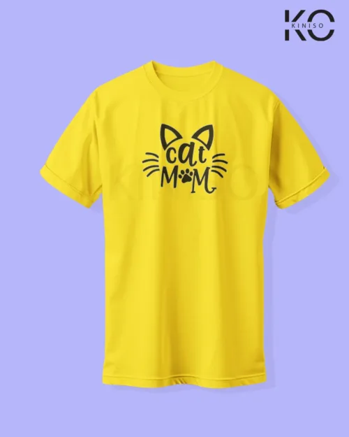 Image of cat lover t-shirt "Cat Mom Art Themed" Yellow