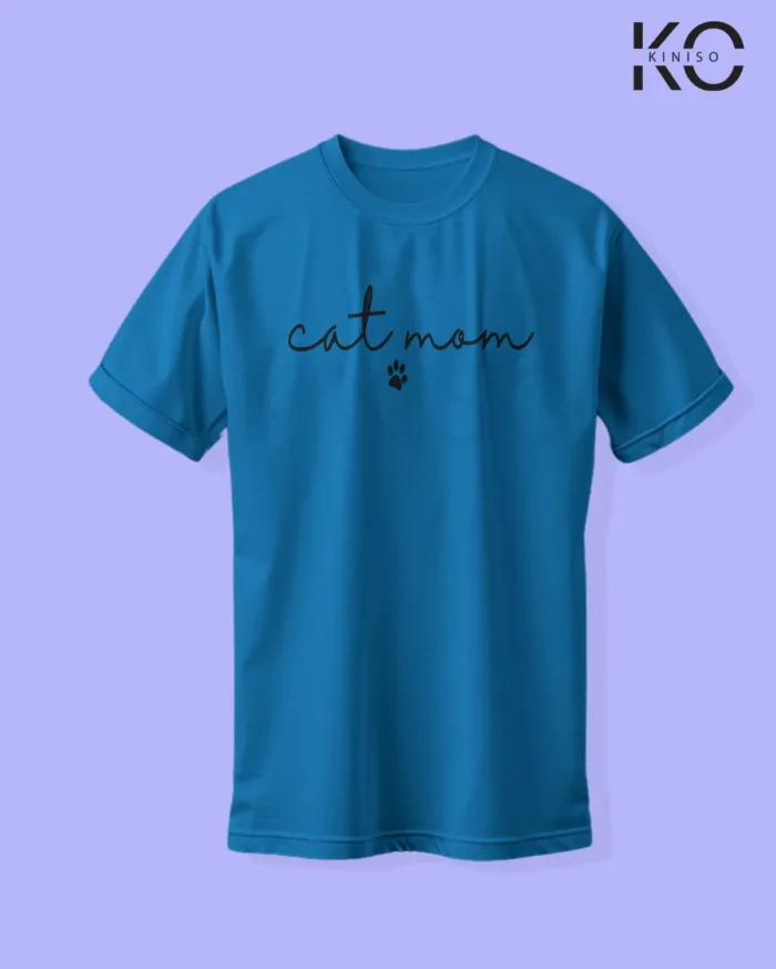 Image of cat lover t-shirt "Cat Mom" Blue