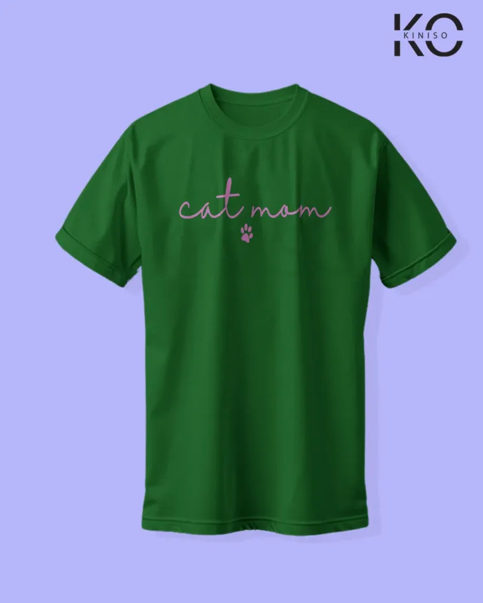 Image of cat lover t-shirt "Cat Mom" Bottle Green