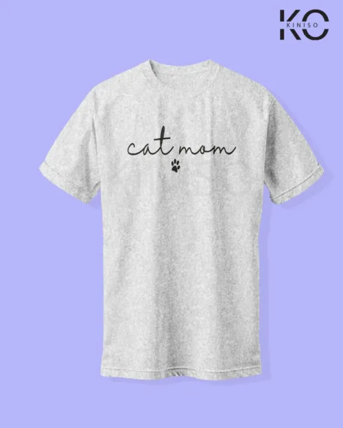 Image of cat lover t-shirt "Cat Mom" Grey