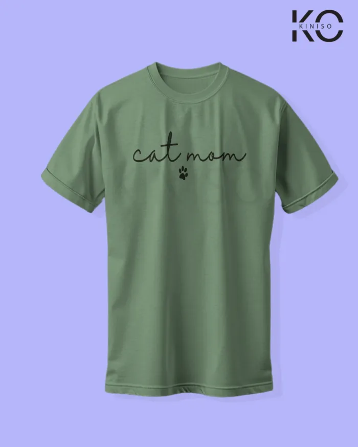 Image of cat lover t-shirt "Cat Mom" Pastel Green