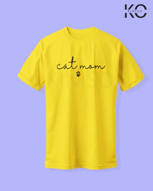 Image of cat lover t-shirt "Cat Mom" Yellow