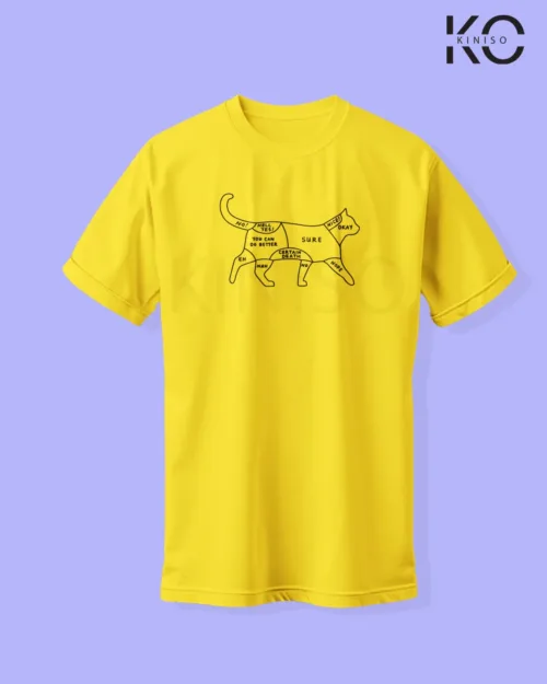 Image of cat lover t-shirt "Cat Patting Areas" Yellow