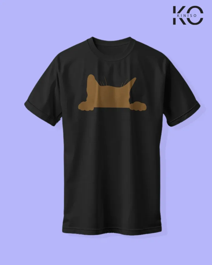 Image of cat lover t-shirt "Cat Peaking mid" Black