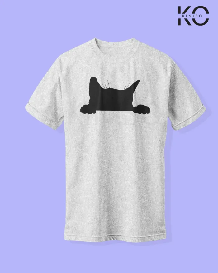Image of cat lover t-shirt "Cat Peaking mid" Grey