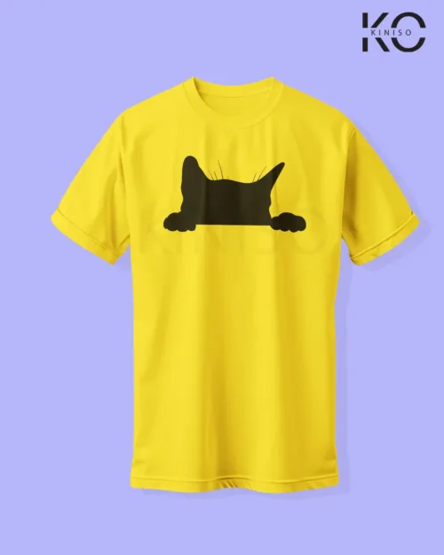 Image of cat lover t-shirt "Cat Peaking mid" Yellow