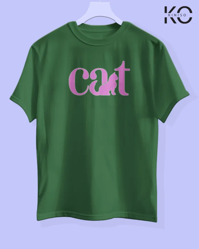 Image of cat lover t-shirt "Cat Tail" Bottle Green