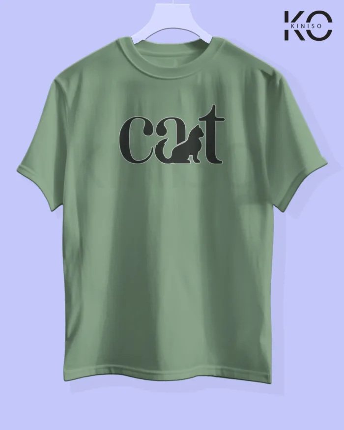 Image of cat lover t-shirt "Cat Tail" Pastel Green