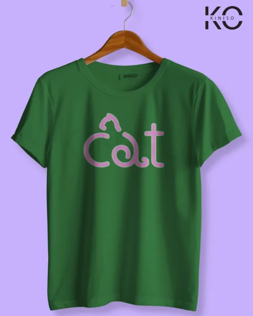 Image of cat lover t-shirt "Cat Tees" Bottle Green