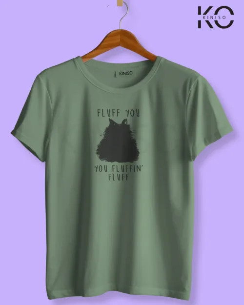 Image of cat lover t-shirt "Fluff You" Pastel Green