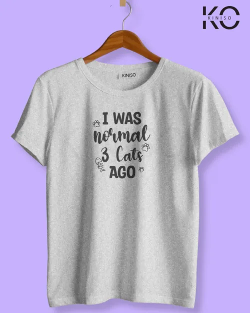 Image of cat lover t-shirt "I was normal" Grey