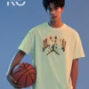 Image of Kiniso Off White color drop shoulder NBA T-Shirts with Jordan Stars Print for basketball fan at reasonable price