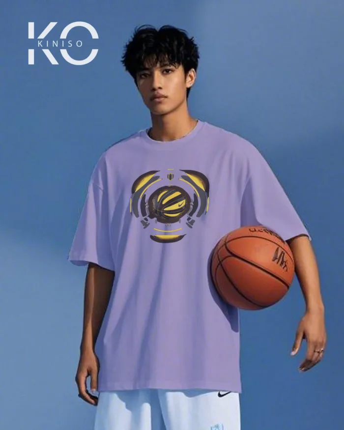 Image of Kiniso Light Purple color drop shoulder NBA T-Shirts with Nike Basketball Print for basketball fan at reasonable price
