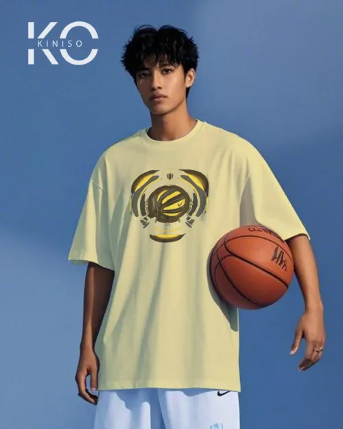 Image of Kiniso Off White color drop shoulder NBA T-Shirts with Nike Basketball Print for basketball fan at reasonable price