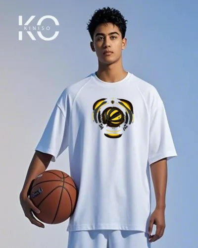 Image of White Color Drop Shoulder NBA Themed T-Shirt with Nike Basketball Print For Basketball lovers in Bangladesh