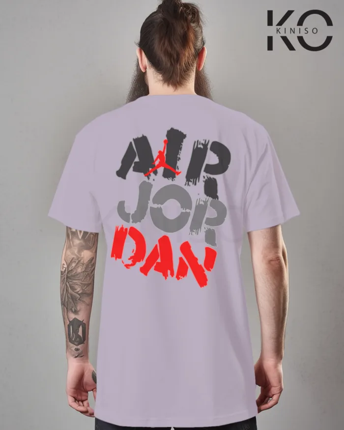 Image of Light Purple Color NBA Drop Shoulder T-Shirts with Air Jordan Printed for Basketball Lovers