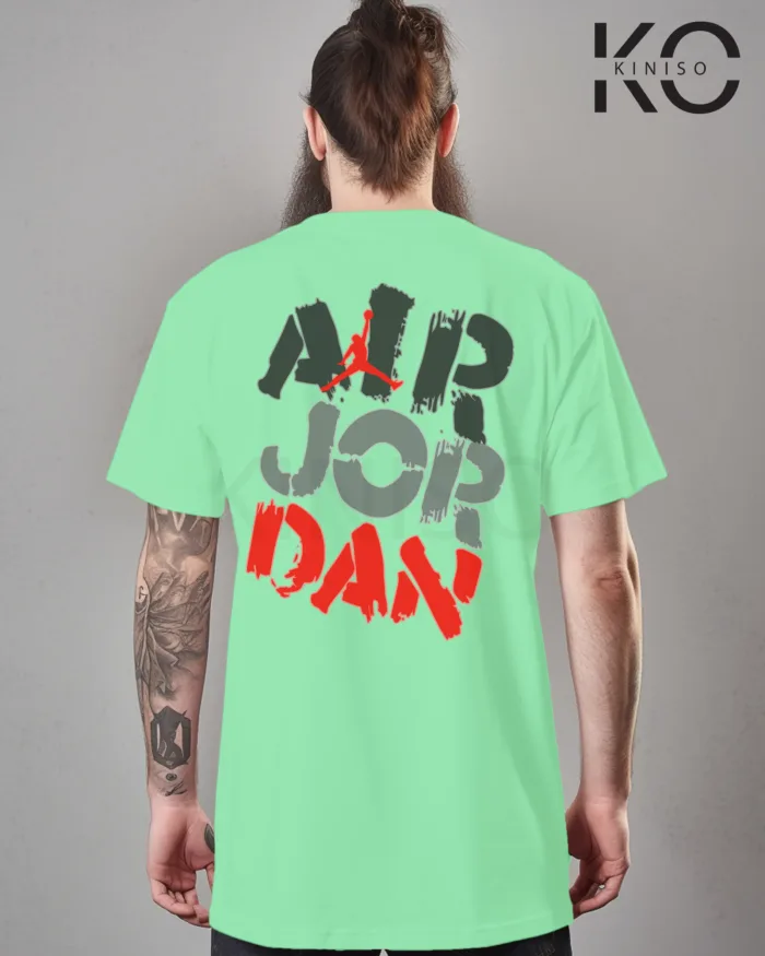 Image of Pastel Min Color NBA Drop Shoulder T-Shirts with Air Jordan Printed for Basketball Lovers