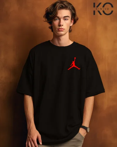 Image of Black Color NBA Drop Shoulder T-Shirts with Air Jordan Printed for Basketball Lovers