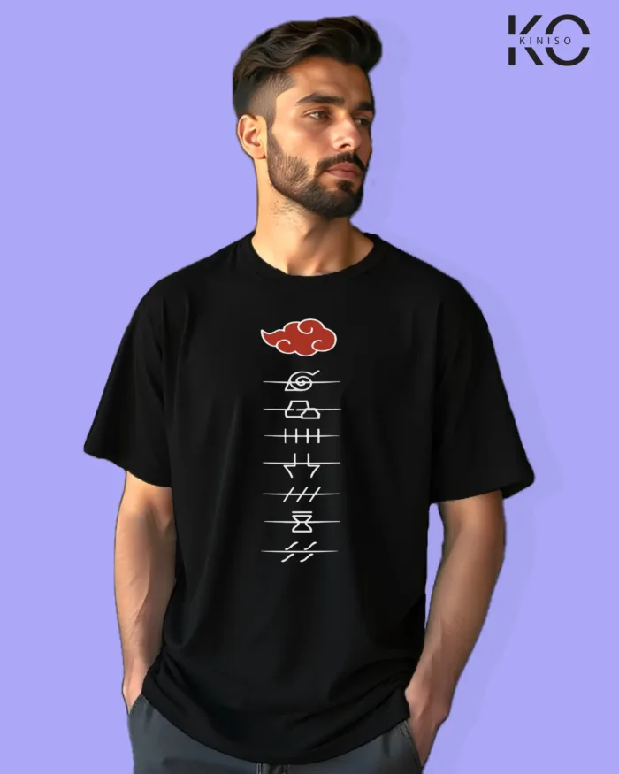 Naruto T-shirt Drop Shoulder for Men - Akatsuki Village Sign - In Dhaka - Image 8