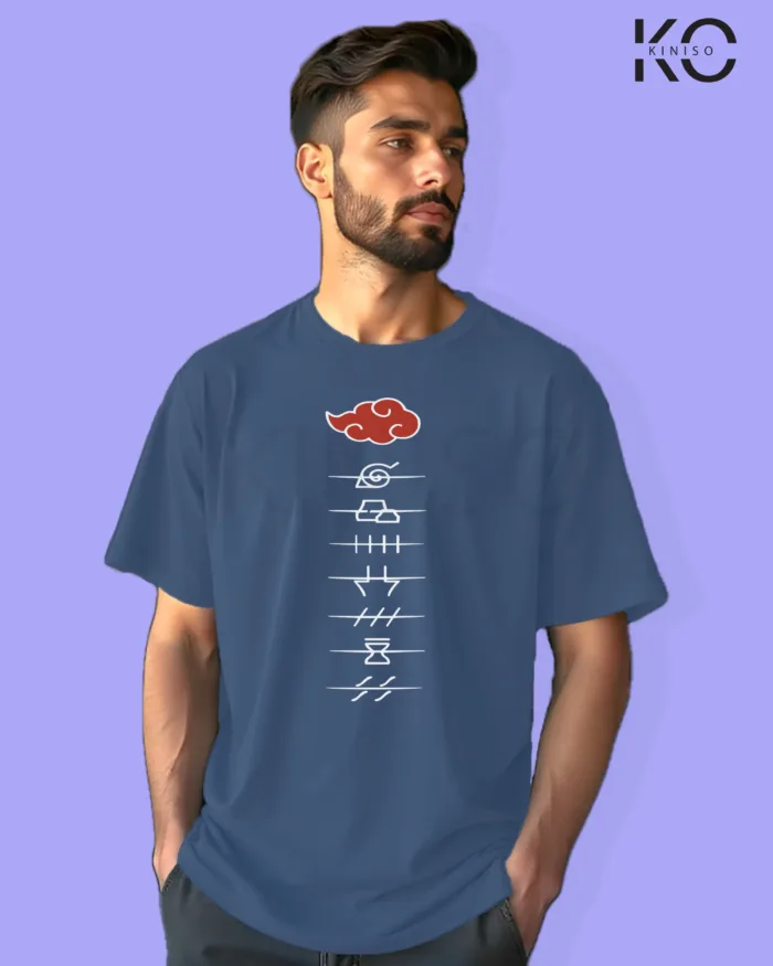 Naruto T-shirt Drop Shoulder for Men - Akatsuki Village Sign - In Dhaka - Image 7