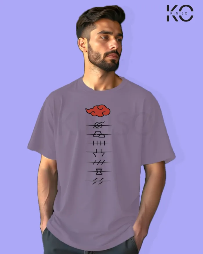 Naruto T-shirt Drop Shoulder for Men - Akatsuki Village Sign - In Dhaka - Image 6