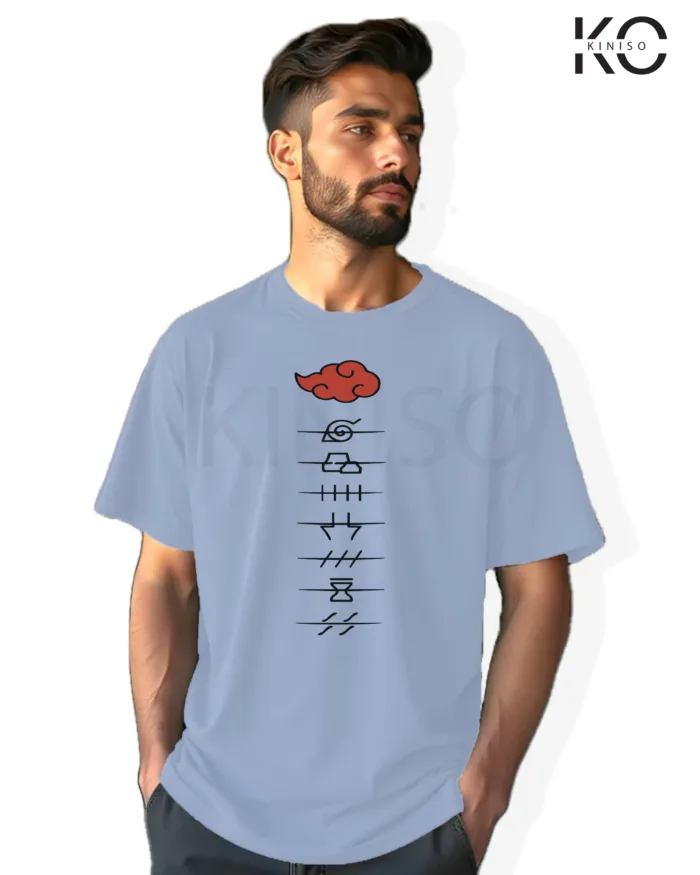 Naruto T-shirt Drop Shoulder for Men - Akatsuki Village Sign - In Dhaka - Image 3